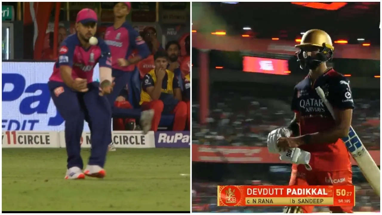 Nitish Rana Devdutt Padikkal catch